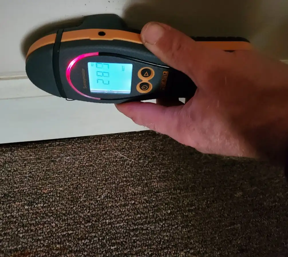 Moisture detection at baseboard during Mold Inspection & Testing in Carrboro
